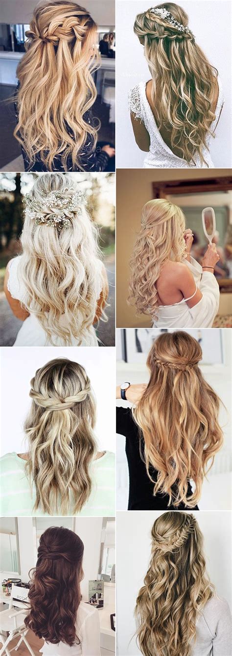 8.) diagonal waterfall braid wedding hairstyles: 20 Brilliant Half Up Half Down Wedding Hairstyles for 2019 ...