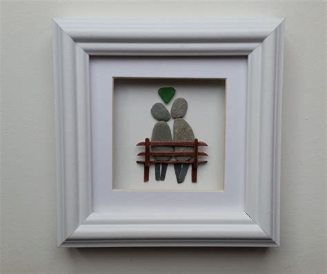 Pebble kissing couple on wooden bench. | Pebble art, Pebble art family ...