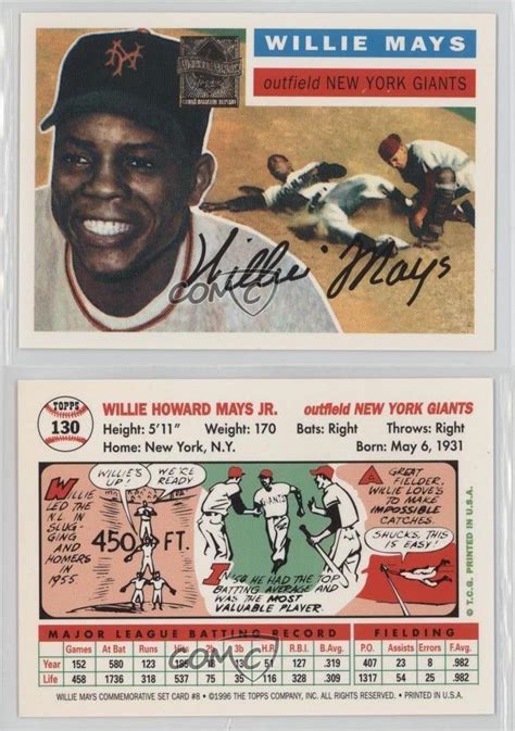 Jan 04, 2021 · key cards: 1997 Topps Reprints #8 Willie Mays New York Giants Baseball Card | eBay