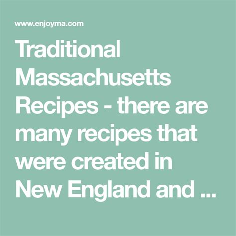 —pat dazis, charlotte, north carolina. Traditional Massachusetts Recipes - there are many recipes ...