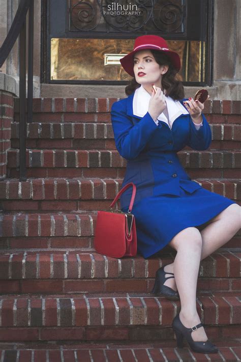 Agent in full costume, complete with captain america's iconic shield. Peggy Carter / Agent Carter Marvel cosplay by ...