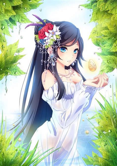 The good news with hairstyles like these is that they can be customized to completely suit you. Anime girl black hair blue eyes tropical flowers rain ...