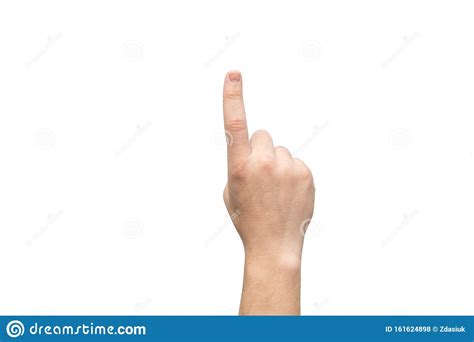 The Index Finger Of A Male Hand Is Pointing Up Isolated On A White ...