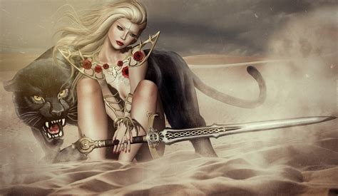 Download the background for free. women, Warrior, Fantasy Art, Animals, Artwork Wallpapers HD / Desktop and Mobile Backgrounds