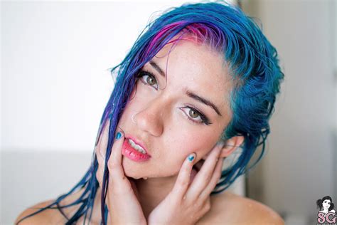 Blue haired girl begging for a facial. Fay Suicide, blue hair, women, Suicide Girls | 3888x2592 ...