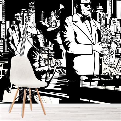 Please provide us the width and height of. Jazz Band Saxophone Music Wallpaper Wall Mural