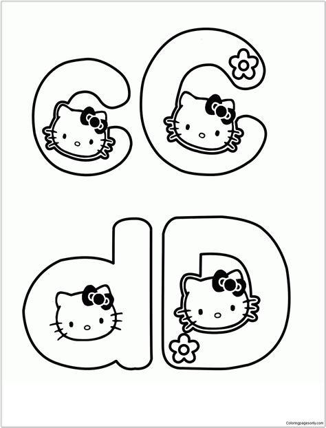 Free printable hello kitty coloring pages. Hello Kitty with letter C and D Coloring Page - Free ...