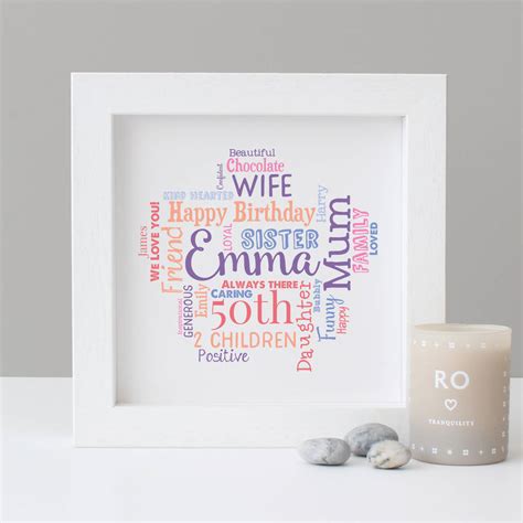 Great 50th birthday gift ideas suggestions include something related to hobby or personality, items that are funny, meaningful, practical or creative. personalised 50th birthday gift for her by hope and love ...