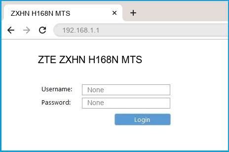 Find the default login, username, password, and ip address for your zte all models router. 192.168.1.1 - ZTE ZXHN H168N MTS Router login and password