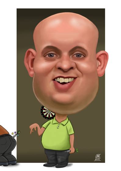 Van gerwen had a makeable checkout of 69 in his sights but instead of going for that he hit a 99 checkout and let out a roar. Michael van Gerwen karikatuur