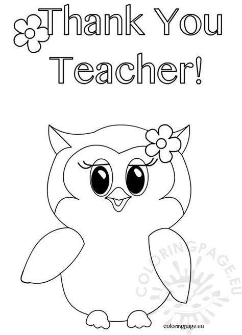 thank you teacher owl coloring page coloring page