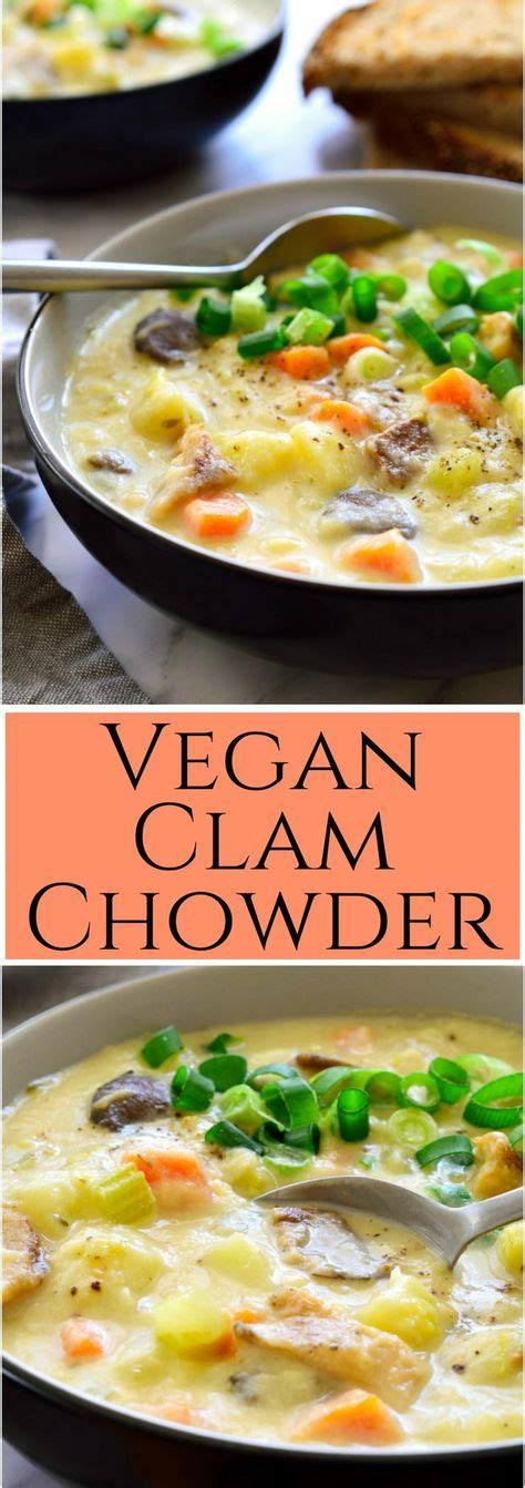 I grew up eating canned chowder and. This #vegan clam #chowder is creamy and flavourful with ...