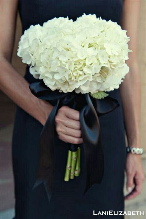 Check spelling or type a new query. White Hydrangea Wedding Bouquet Hand Tied With Black Satin ...