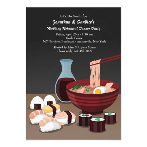 Party d (30 pcs sashimi + 4 special rolls) with 1 edamame and 1 gyoza. Sushi Dinner Invitation | Zazzle.com (With images ...