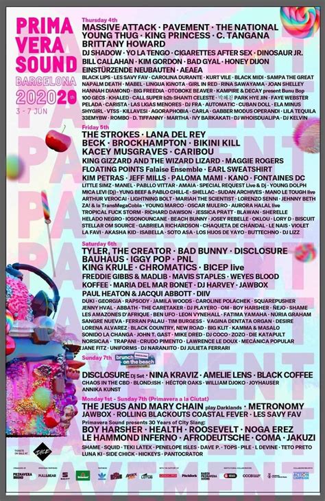 Primavera sound is dedicated to the music industry and is fully … primavera sound 2019 parc del fòrum, carrer de la pau, 12, 08930 sant adrià de besòs, barcelona, spain barcelona spain. Primavera Sound 2020 Lineup (Barcelona)... Shared at least ...