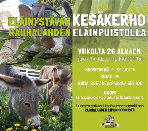 Eläimellistä menoa kesäkerhossa Rauhalahden eläinpuistossa - Kuopion ...