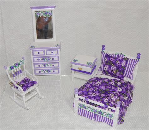 Maybe you would like to learn more about one of these? Dollhouse Miniature Furniture Bed & Nightstand PURPLE ...