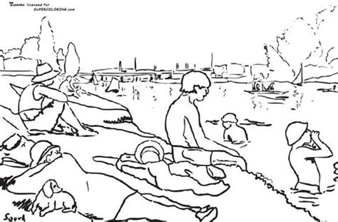 Color georges seurat's 'a sunday afternoon on the island of la grande jatte' with this free printable coloring page | creative resources for elementary art education. Bathers at Asnieres by Georges Seurat FREE Coloring page ...