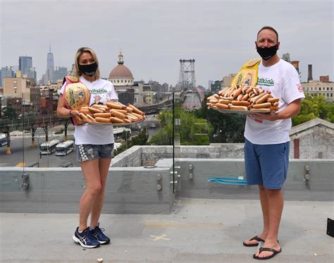 Footlong hot dog bun product dimensions: Nathan's Famous hot dog-eating champs defend titles in ...