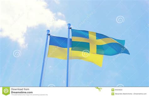 Sweden, please give us the best lineup available, this time. Ukraine And Sweden, Flags Waving Against Blue Sky Stock ...