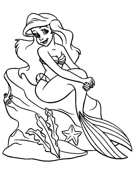 Ariel mermaid coloring pages 1. Ariel Sitting On A Rock Coloring Pages For Kids #ezh ...