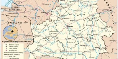 Belarus is a former soviet state whose history begins in the 10th century ce. Belarus Karte - Belarus country map (Ost-Europa - Europe)