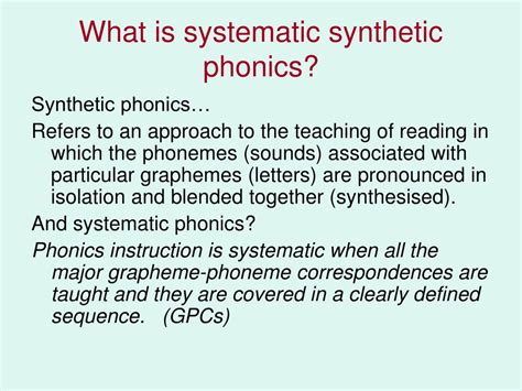 Therefore the teaching of reading, which in england is done mainly through a programme of systematic synthetic phonics, is of great importance in all. Explain How Systematic Synthetic Phonics Supports The ...