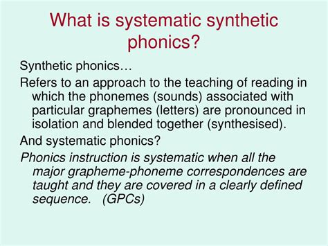 As this was the first year. Explain How Systematic Synthetic Phonics Supports The ...