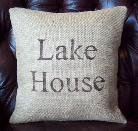 Modern throw pillows, poufs and decorative throw blankets. Lake House Burlap Pillow Cover 16 x 16 / Decorative Pillow. $32.00, via Etsy. | Burlap pillows ...