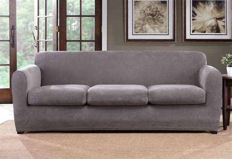 Ultimate faux suede gray sofa protector. Ultimate Stretch Chenille Four Piece Sofa Slipcover | Form ...