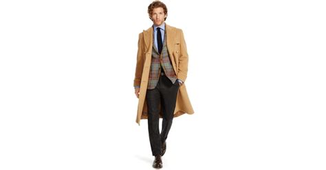 Featuring allover pick stitching, dramatic peaked lapels and genuine horn buttons, this. Polo Ralph Lauren Camel Hair Polo Coat in Natural for Men ...