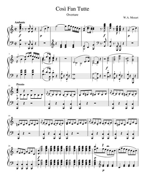 L'opera, composta dai classici due atti, si snoda attraverso sedici scene nel primo atto e diciotto scene del secondo atto. Così fan tutte: Overture sheet music for Piano download ...