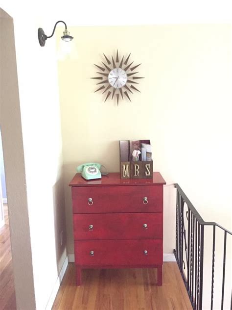 See more ideas about stairs, staircase design, stairs design. Top of the entryway stairs. Repainted Ikea dresser and storage boxes. | Dresser as nightstand ...