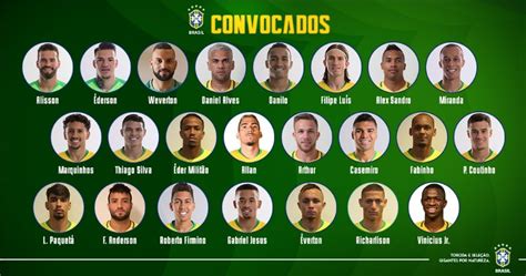 Jardine convoca mais três e fecha lista da seleção brasileira. A primeira escalação da Seleção Brasileira de 2019