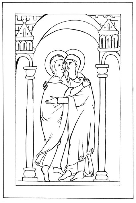 Bible coloring pages virgin mary coloring pages catholic coloring pages. Visitation.jpg (2040×3041) | Coloring pages, Male sketch, Art