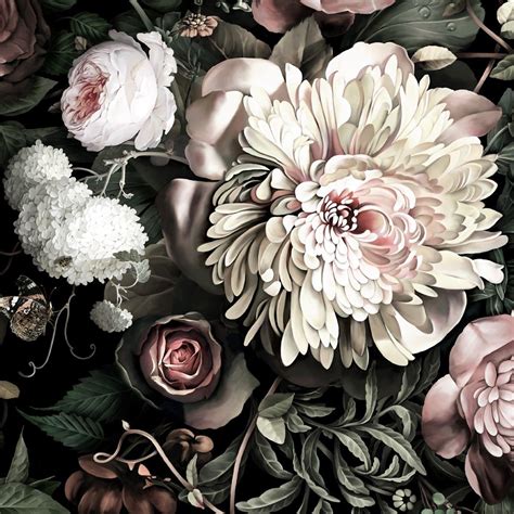 We hope you enjoy our growing collection of hd images. Dark Floral II Black Saturated - Floral Wallpaper - by ...