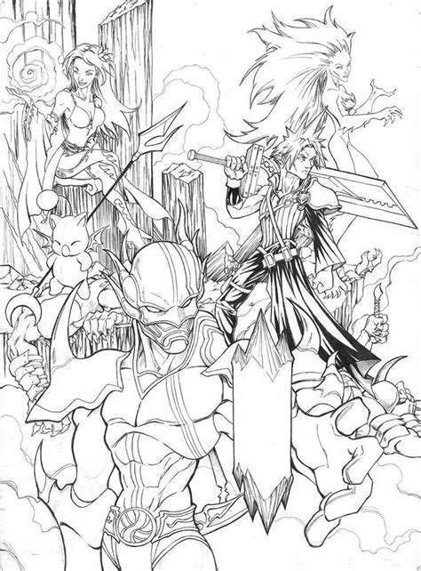 Coloring page of a fortress being attacked by dragons. Final Fantasy 7 Coloring Pages - Coloring Home