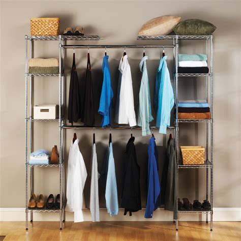 Tame your wardrobe with seville classics expandable closet organizer system. Seville Classics 14" Deep Heavy Duty Steel Wire Expandable ...