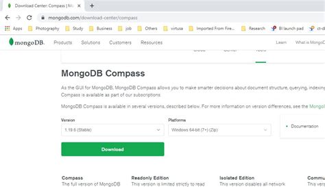 Mongodb compass is available as part of subscriptions. Install MongoDB Compass community version in Windows 10 OS ...