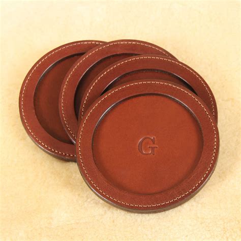 Leather Round Coasters Set of 4 | Best & USA Made | Col. Littleton