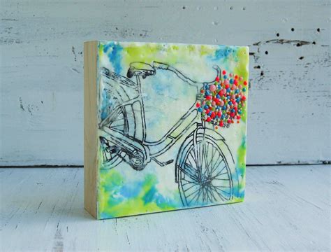 Maybe you would like to learn more about one of these? Bicycle Basket FLOWERS Original Encaustic Painting Bike ...