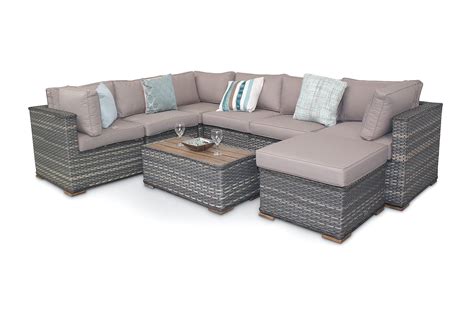 Now, please enjoy a happy and beautiful night or a cool sunny day on this great rattan set. Manchester 8PC Premium Acacia Modular Garden Corner Sofa Set - Natural | Corner sofa set, Sofa ...