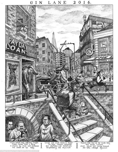 The accompanying poem, not printed in this español: Hogarth's classic print Gin Lane is reimagined for the ...