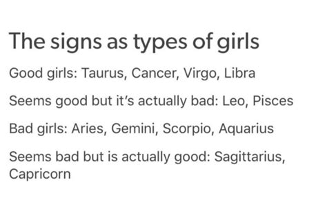 Capricorns are practical as well, taking things one step at a time and being as realistic and pragmatic as possible. Astrology — The signs as types of girls…