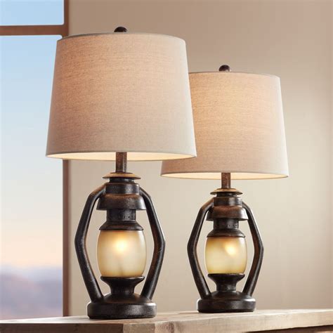 Either of these would be a smart addition to a desk area where you need to review work or documents, as would the brightech sparq arc, since you can if you'd like a lamp that serves as an attractive decorative piece, even when it isn't lighting up a room, the franklin iron works libby vintage, with. Franklin Iron Works Rustic Table Lamps Set of 2 with ...