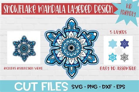 See more ideas about mandala svg, mandala, svg. Snowflake Mandala 3D Layered SVG Design