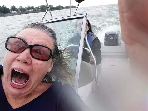 PsBattle: Terrified woman on boat. : photoshopbattles