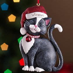 Personalized Black Santa Cat Ornament - FindGift.com