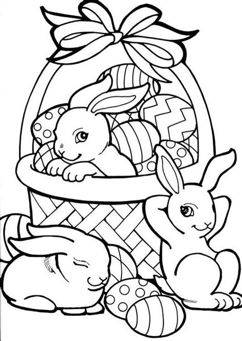 L'origine du lapin de pâques provient d'une tradition selon laquelle ce personnage imaginaire apporterait des œufs de pâques en chocolat aux enfants. Lapins panier avec des œufs de Pâques | Coloriage paques, Livre de couleur, Dessin lapin de paques