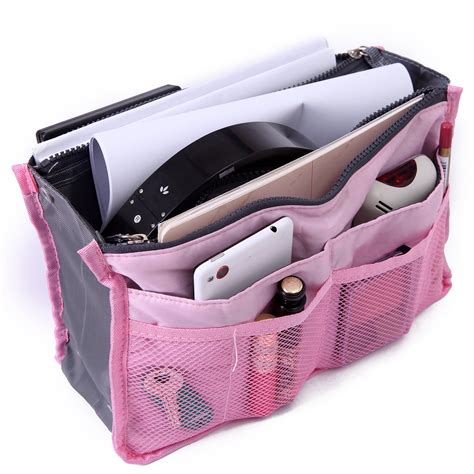 HDE Expandable 13 Pocket Handbag Insert Purse Organizer with Handles ...